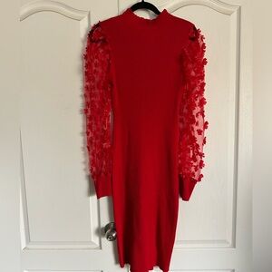 Red sweater long dress